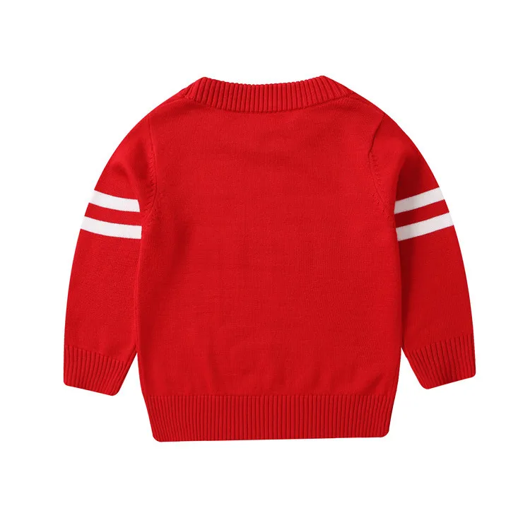 Пуловер для маленьких мальчиков свитер вязаный в рубчик с аппликацией полоску на
