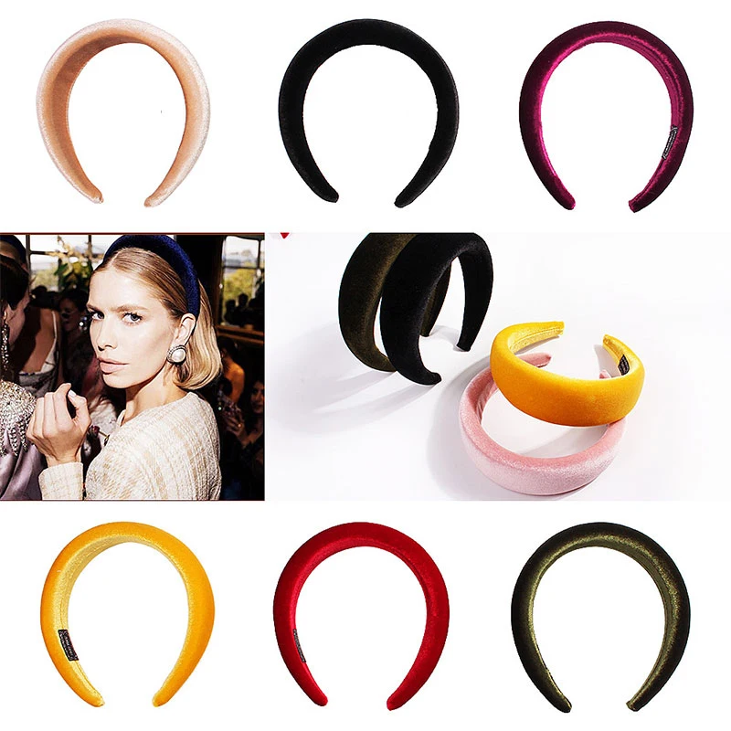 

New Padded Headband Women 2020 Fashion Candy Colors Hairbands Autumn Winter Thick Wide Head Hoop Girls Ladies Hair Accessories