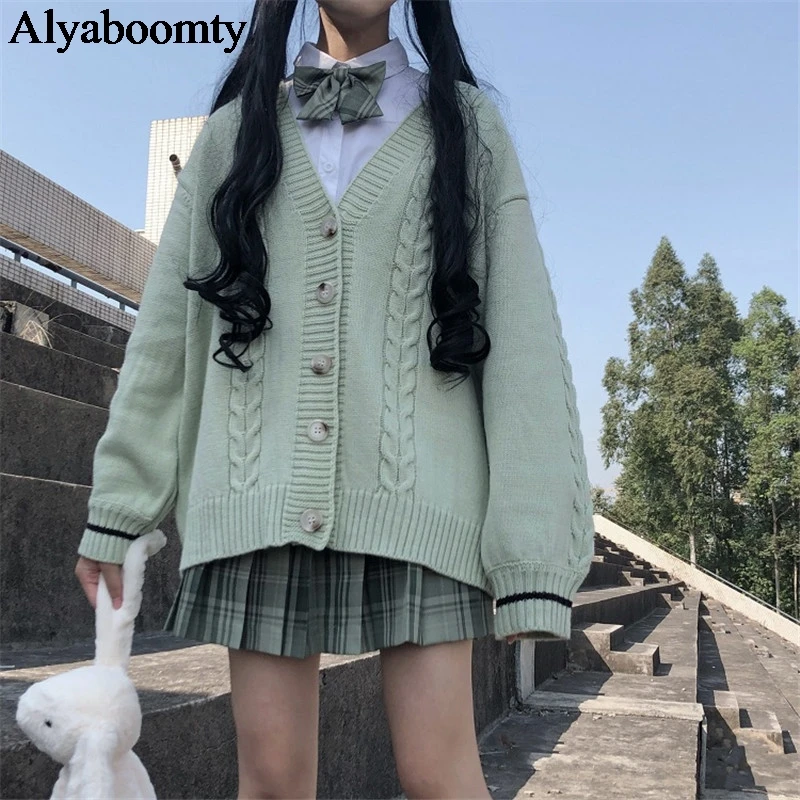 Японский консервативный стиль осенне зимний женский свитер с v образным вырезом