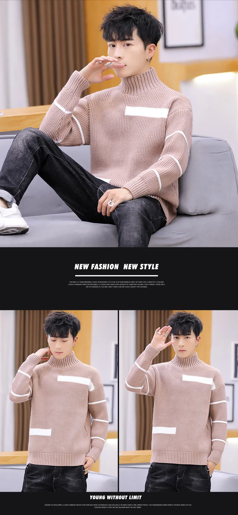 Winter High Neck Thick Warm Sweater Men Turtleneck Brand Mens Sweaters Slim Fit Pullover Men Knitwear Male clothes