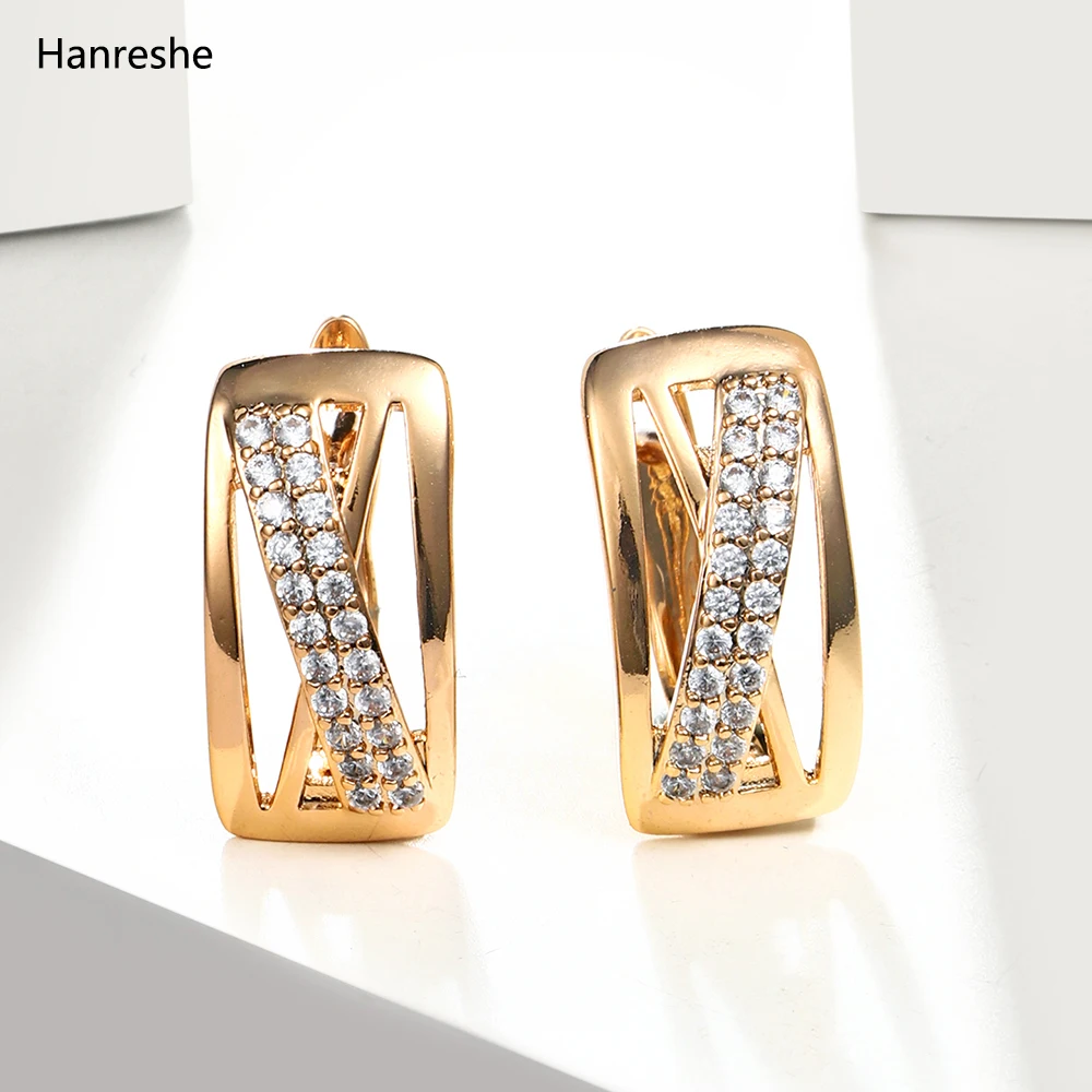 

Hanreshe Summer Classic Quality Zircon Copper Earrings Punk Jewelry Accessories Couple Delicate Rectangle Earring Woman Gift