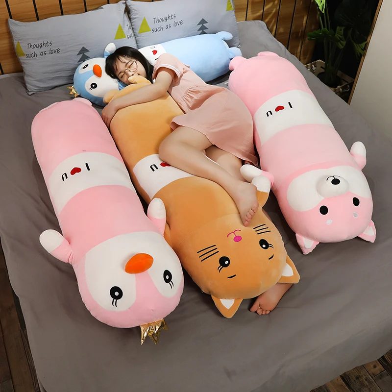 

90CM The Animal Rabbit Sleep Pillow Long Pillow Cute Penguin Doll Girl Plush Toy Lazy Man Bed On The Big Pillow Cute Comfortable