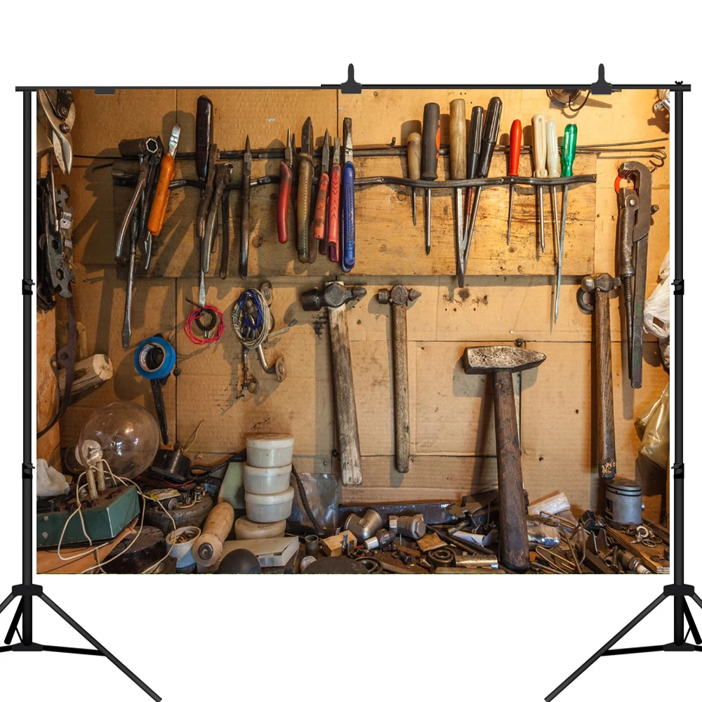 

Фон Lyavshi для фотосъемки с изображением старых инструментов деревянной полки мастерской детской студии реквизит для фотосъемки