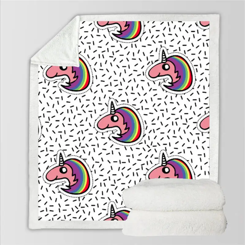 Вязаное одеяло с рисунком единорога для дивана 150 см X 200 капюшоном одеяла ручная