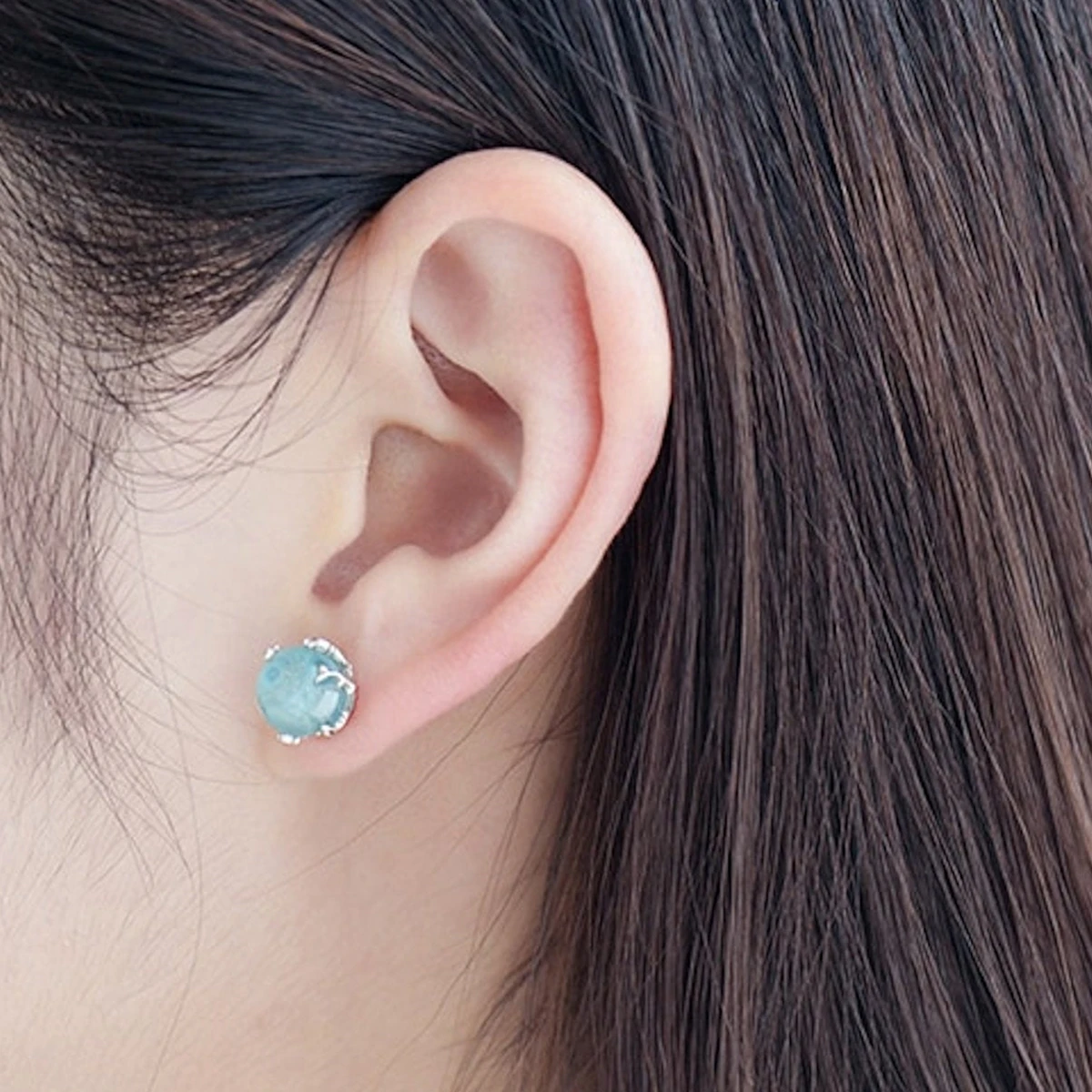 

Cute Moonlight Mermaids Stud Earrings Fantasy Mermaid Tear Crystal Earring Simple Silver Jewelry Gift for Girl