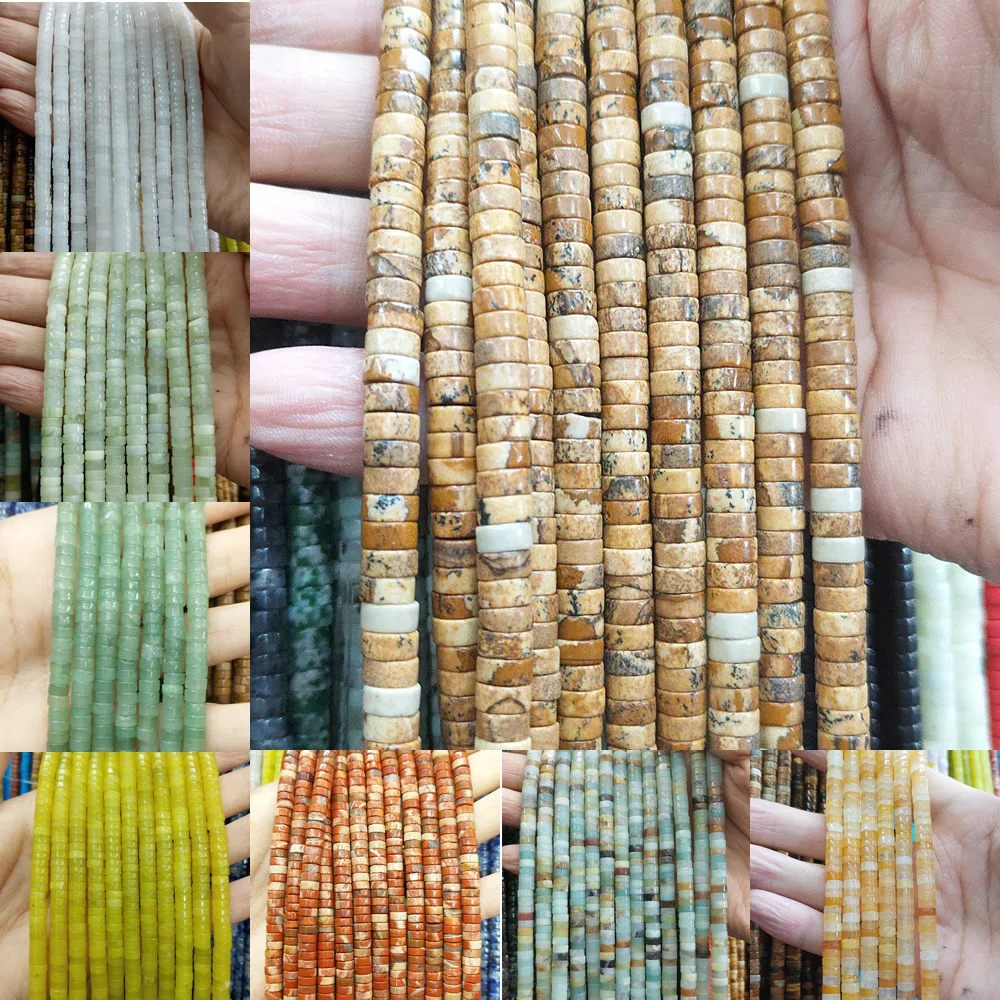 

3x6mm Natural Semi-precious Stone Loose Beads Strand Flat Round Shape DIY Beads for Making Necklace Bracelets 35 Colors