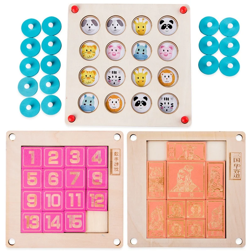 3 в 1 деревянная головоломка для детей игрушка память матч шахматы игра Дети