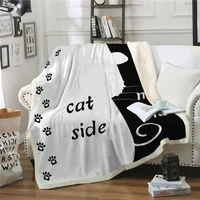 black and white her side his side throw blanket fleece super soft warm winter plush bedspread sofa car bed cover for child adult