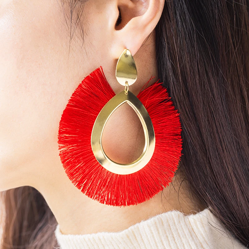

BICUX Fashion Bohemian Big Tassel Earrings for Women 2020 Trendy Statement Large Fringe Drop Dangle Earring Za Pendientes Jewelr