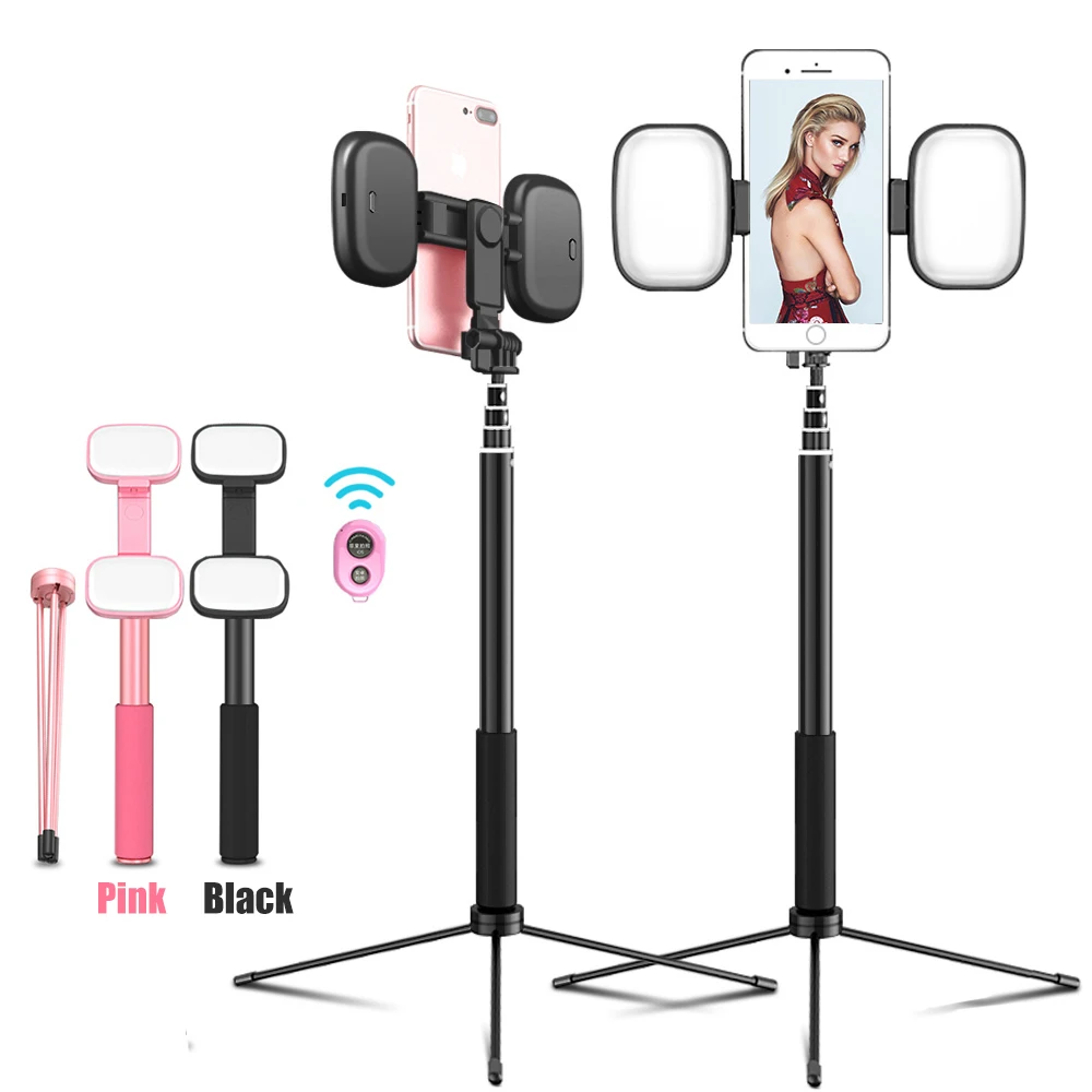 

Universal 1.7M Selfie Stick Bluetooth Selfiestick Extendable Stick with Lamp Aluminum Monopod Tripod for Android Smartphone