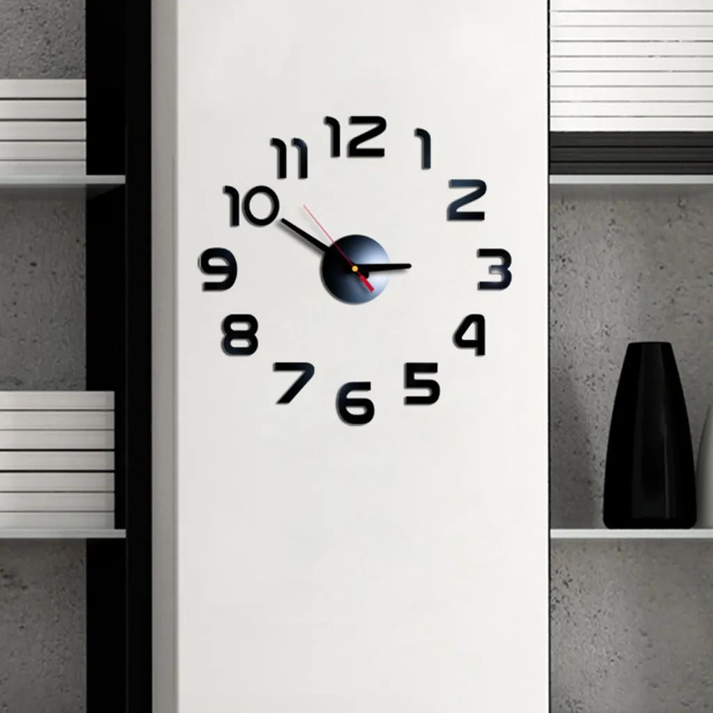 Acrylic Mirror Stickers Home Decoration Living Room 2021 Free Shipping New Clock Watch Wall Clocks 3d Diy Roman Numbers #g | Дом и сад