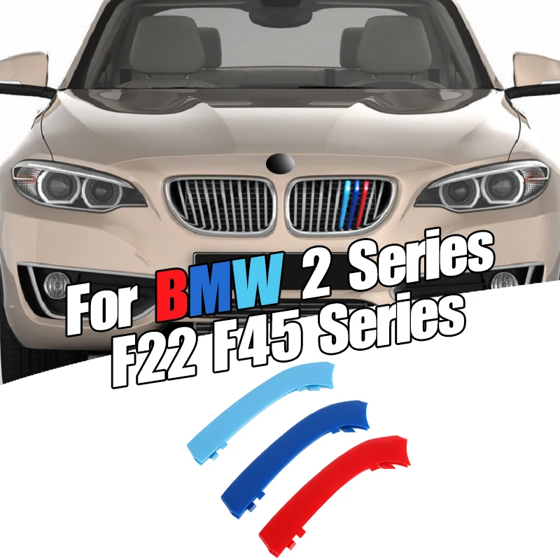 

3 шт. Тюнинг автомобилей 3D M Передняя решетка радиатора для BMW 2 серии F22 крышка бампера полосы наклейки крышка 2009-2015 Прямая поставка