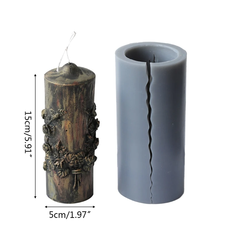 

3D Carved Cylindrical Candle Mold Silicone Clay Soap Mould for Making Soy Wax Candles