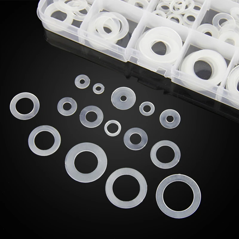 

175pcs/set White Nylon Flat Washer Set Insulated Hard Nylon Washer Ring Kit M2-M18 Flat Spacer Seals Washer Gasket Ring