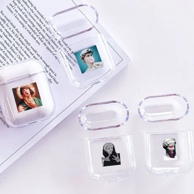 Прозрачный статуя Роскошный чехол для наушников для Airpods 1/2 мягкий чехол черный Художественный Стиль чехол для наушников s Чехол для Аксессуары для Airpods