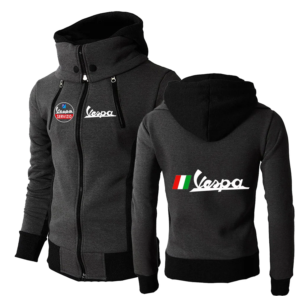 

Vespa Logo Men 2021 Classic Men's Comfortable Print Hoodies Sportswear Style Hooded Zipper Coat Fitness Pocket Wild Sweatshirts