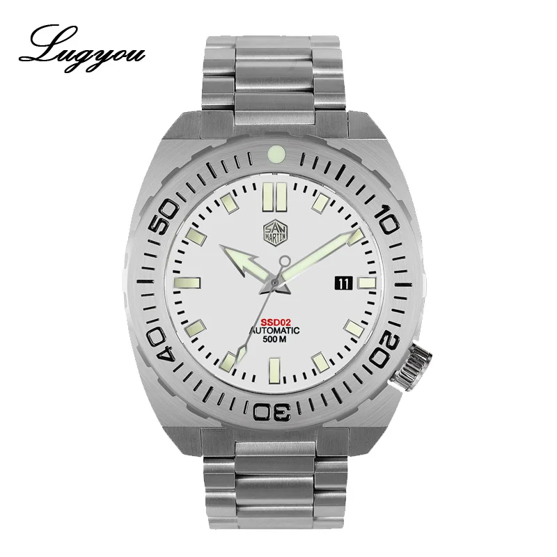 White SW200 Мужские часы Lugyou San Martin Deep Sea Diver, автоматический Сапфир, водонепроницаемость 500 м, светящаяся нержавеющая сталь, ограниченная серия - Цвет: White SW200
