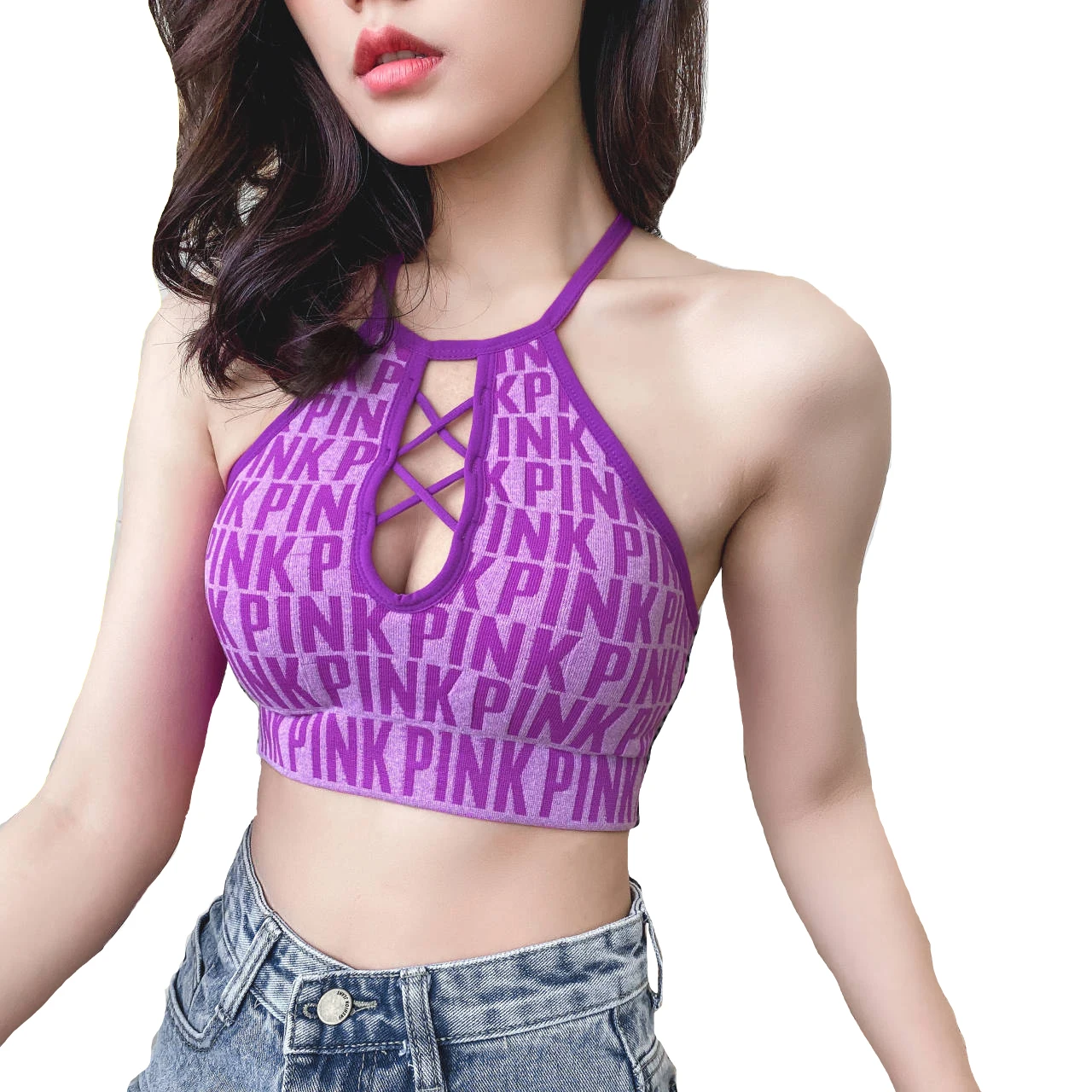 

Wild letter sexy beautiful back casual sports bra without steel ring sports fitness yoga underwear casual sleep bra