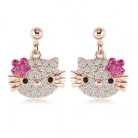 kitty earrings female korean fashion jewelry with zircon cute kitten earrings to send valentines day gifts on february 14