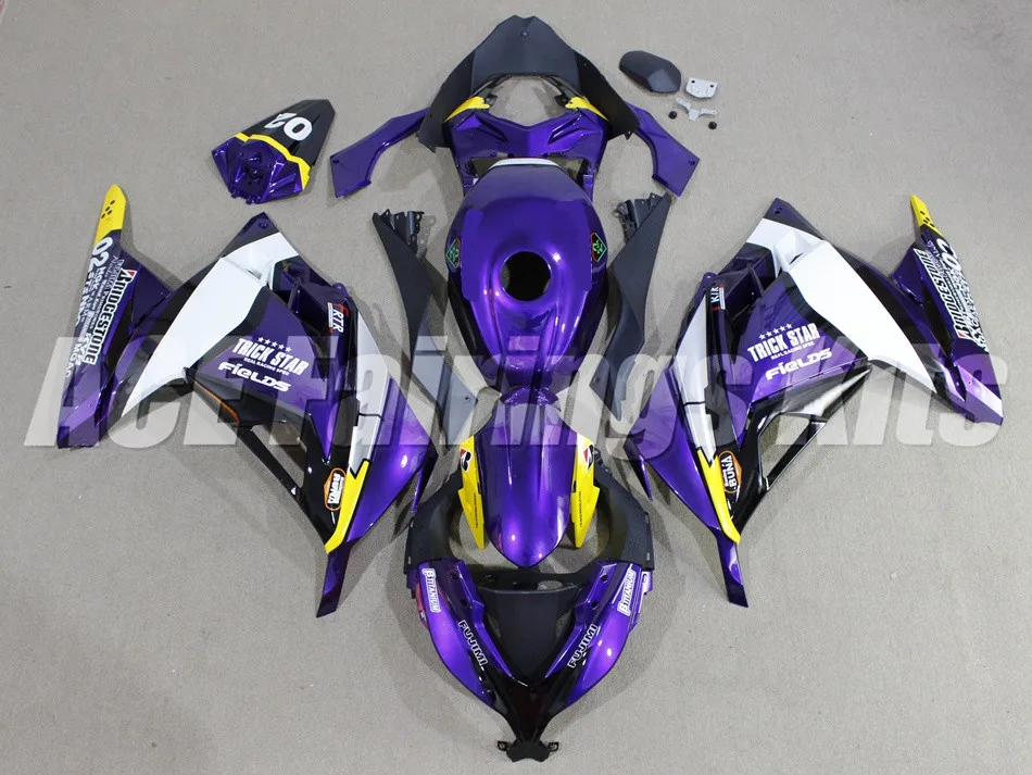 

New ABS Full fairing kit for Kawasaki Ninja300 EX300 300R 2013 2014 2015 2016 13 14 15 16 17 Fairings + Tank cover purple white