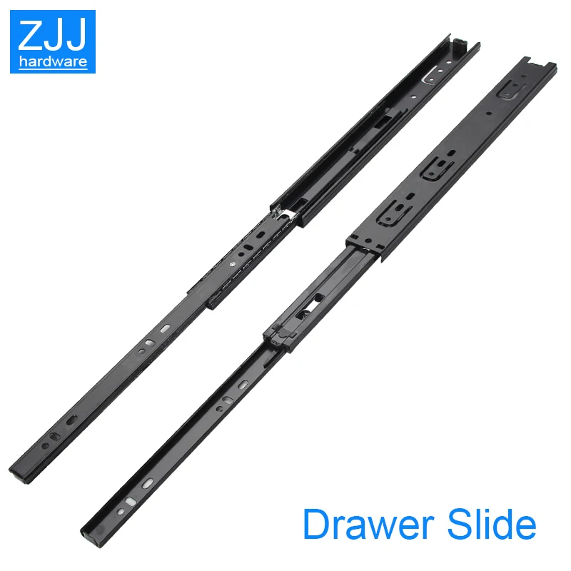 Black sliding rails for drawers Three-drawer steel ball slide can be removed installation accesorios drawer glides | Обустройство