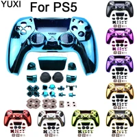 yuxi for ps5 controller housing shell case cover faceplate decoration shells silicone rubber conductive button gamepad