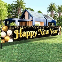 happy new year garden sign banner 2022 happy new year decoration black and gold happy new years eve party supplies