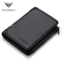 williampolo mens leather wallet luxury brand leather 100 handmade fashion 3 bifold striped wallet coin pocket male pl265