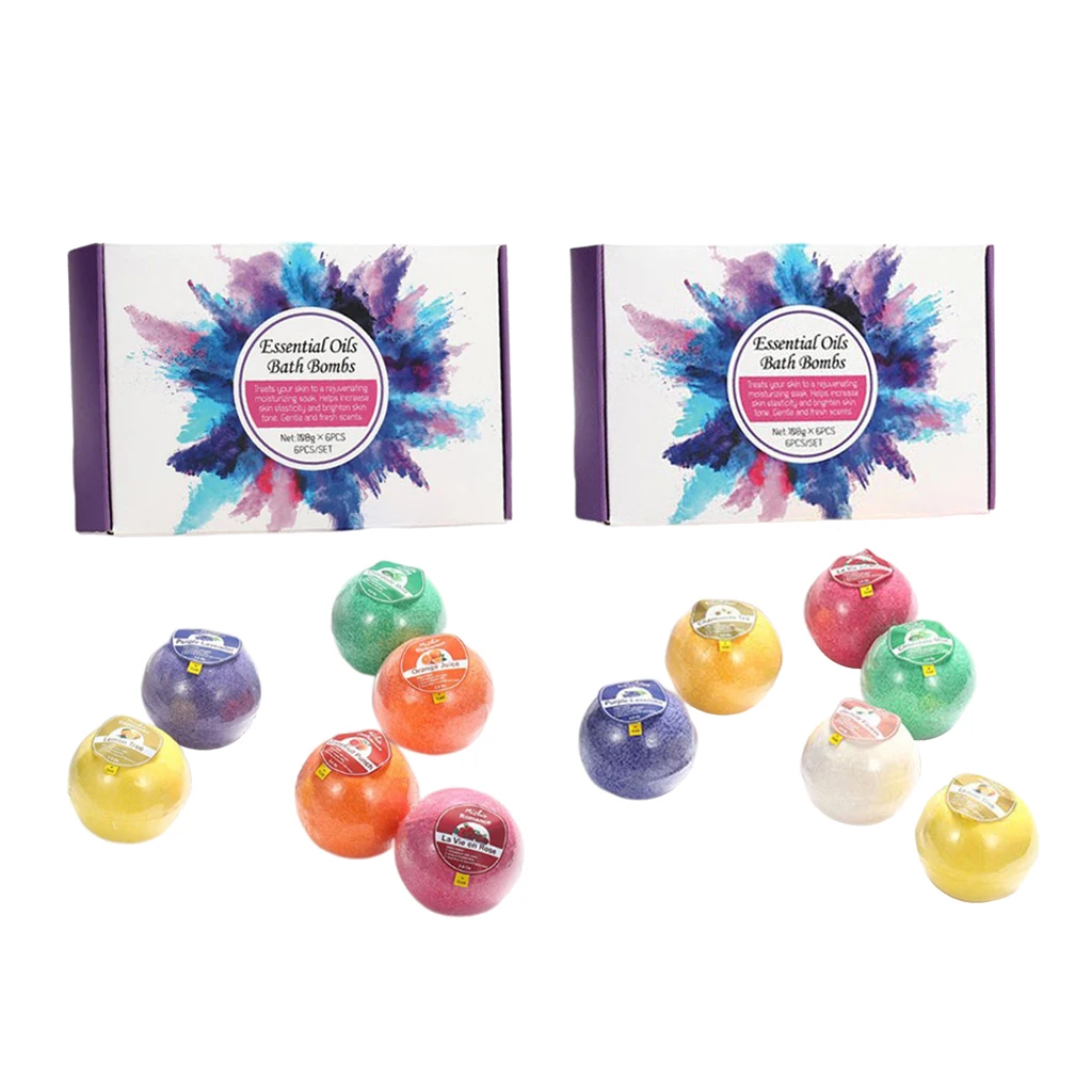 

6 Pcs Bath Salt Bombs Balls Set For Bubble Spa Bath Moisture Body Scrub