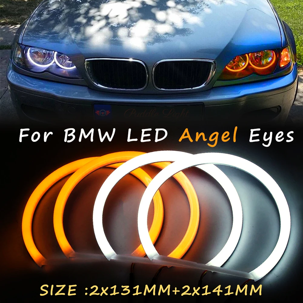 

1 SET LED 2X(146mm+131mm) Dual color Cotton light LED Angel eyes kit halo ring DRL for BMW 3 Series E46 E90 E91 Non projector