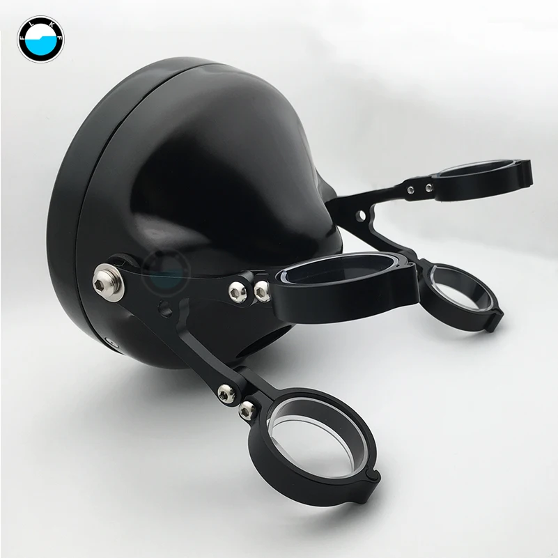 

1Set Black Universal Motorcycle 7 inch Headlight Housing Mount Brackets Headlamp Holder Adjustable On Both Sides Of The Bracket