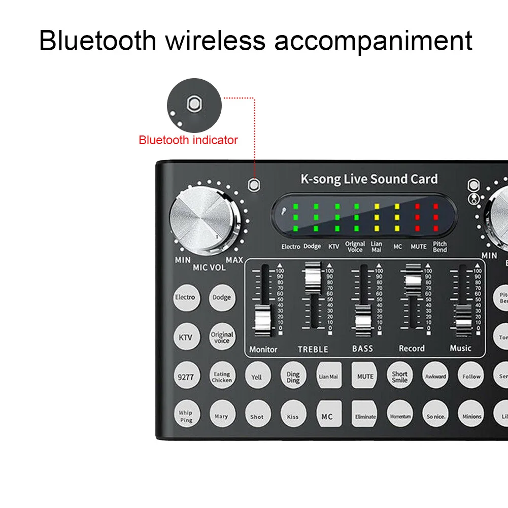

F8 Live Bluetooth Sound Card Set Computer External Audio Mixer Changing Cable Aluminium Alloy Dual Channel Intelligent Broadcast