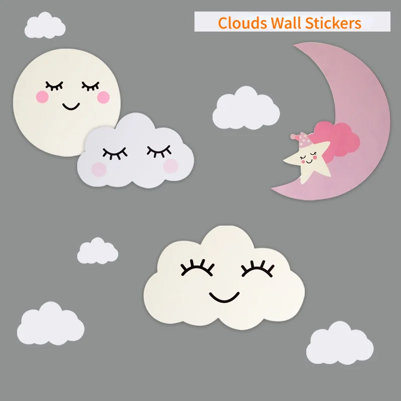 

Мультяшные облака настенные Стикеры для детской комнаты DIY Декор детские настенные художественные наклейки для детской спальни декоративн...