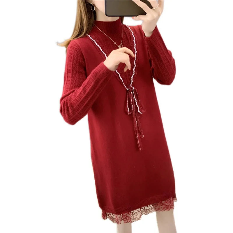 

Room 190101, Row 6, No.2 Middle] real shot solid medium length lace up Pullover dress [1210] 62