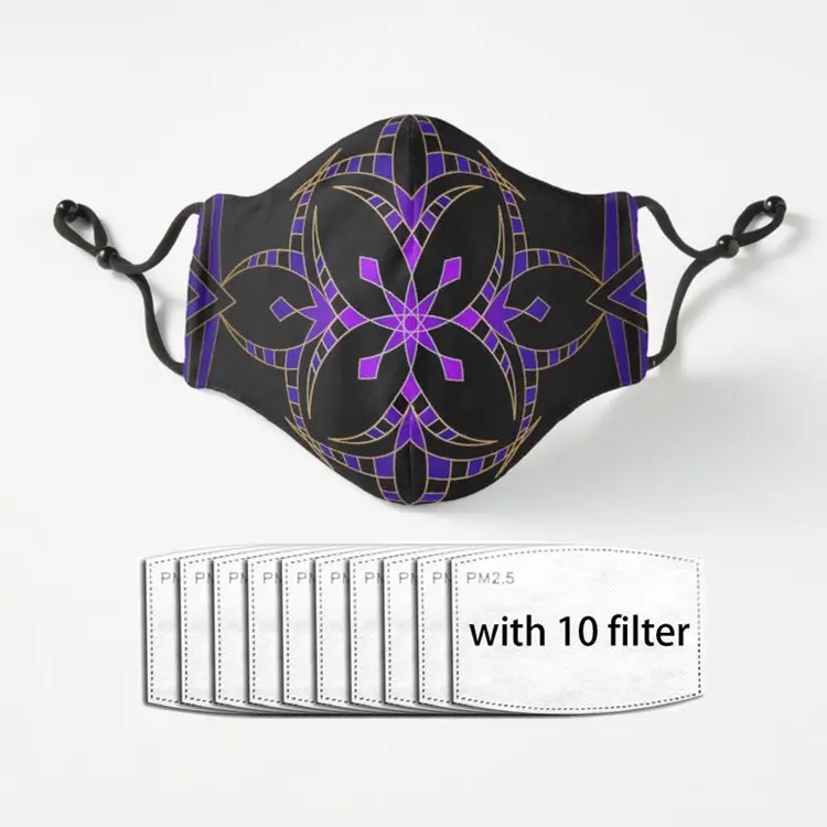 

Square pattern purple blue and gold Fashion Mascarillas Cosplay Face Mask Dustproof Adult Kids Masks Filter Washable