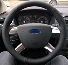 Чехол рулевого колеса автомобиля CARDAK из черной искусственной кожи, прошитый вручную, для Ford Focus 2 2005-2011 Kuga 2008-2011, C-MAX 2007-2010