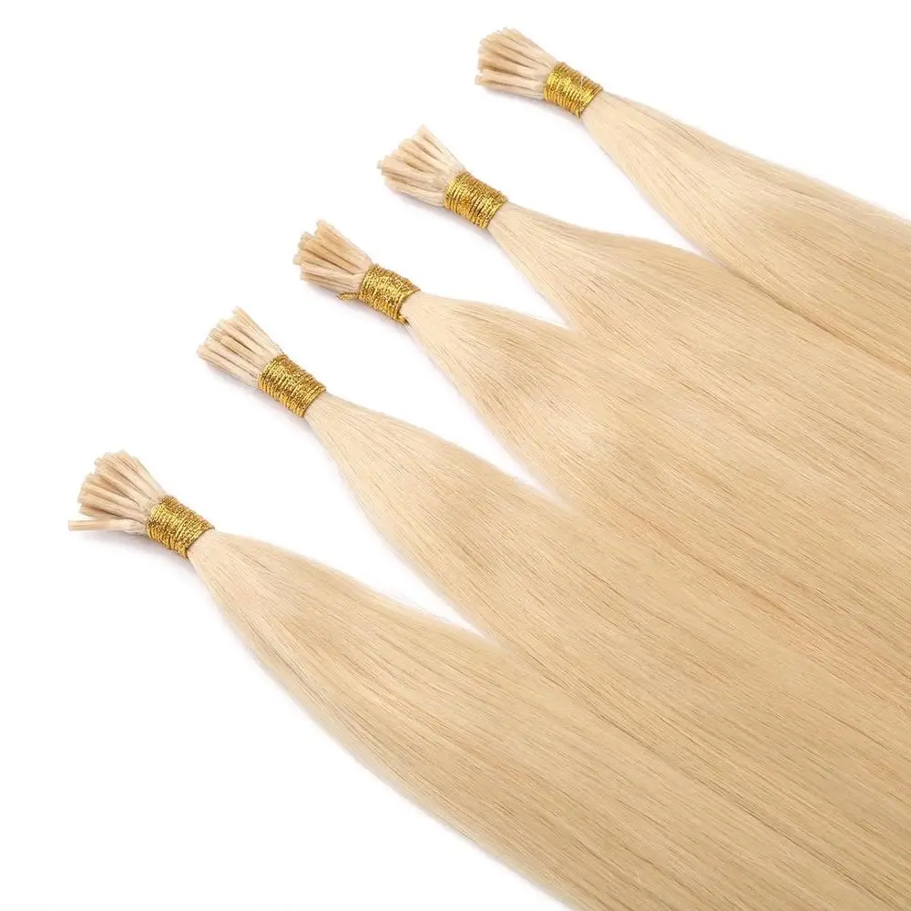 Blonde European Virgin Human Hair I Tip Extensions #613 Micro Beads Bulk for Women 0.7g 20Straps Straight |