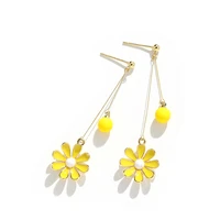 daisy flower 925 silver earrings female long 2020 new small fresh ear chrysanthemum earrings earrings for women pink earrings