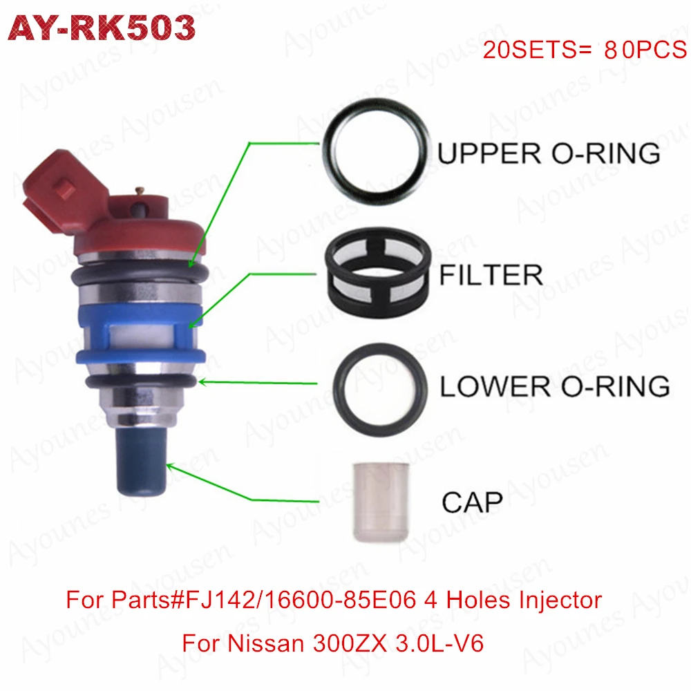 

20sets/80pieces Fuel injector repair kits for Nissan 300ZX 1990-1993 FJ142 Maxima 3.0L SOHC Vin H VG30E (AY-RK503 AY-RK504)
