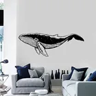 Виниловая наклейка на стену, большой кит, морское животное, морское искусство, наклейки на окна, стильная морская тема, домашний декор для спальни, детской, S1358