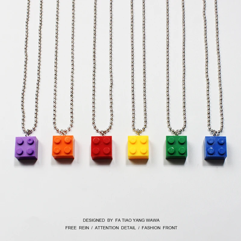 

Ins rainbow block necklace