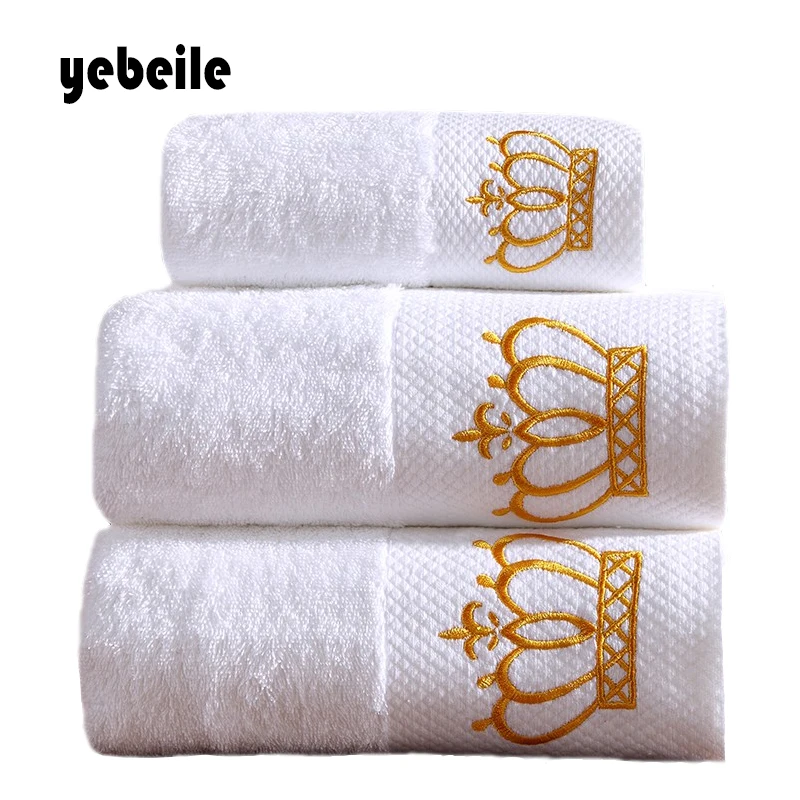 Yebeile 100% хлопок вышитые с рисунком императорской короны хлопковые белое отельное