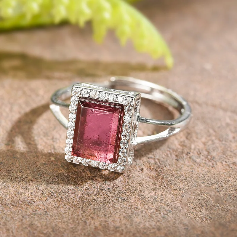 

Tourmaline and Zircon Women Ring Set 925 Sterling Silver Rings S925 Prevent Oxidation Prevent Oxidation Resizable Ring for Women