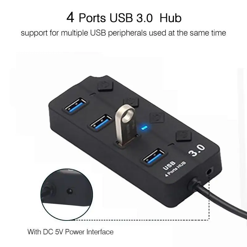 Bkscy usb хаб 3 0 4 портовый Высокоскоростной USB сплиттер с независимым переключателем