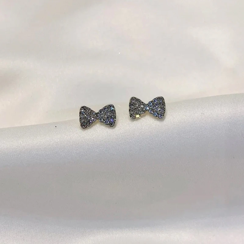 

Trendy Bowknot Tassel Crystal Drop Earrings for Women Accessories Korean Fashion Jewelry S925 Needle Shiny AAA Zircon Party Gift
