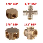 Латунный фитинг для труб крестовой 4-ходовой 18 дюйма, 14 дюйма, 38 дюйма, 12 дюйма, внутренняя резьба BSP, медный зазубренный соединитель, переходник, муфта, Воздушная вода