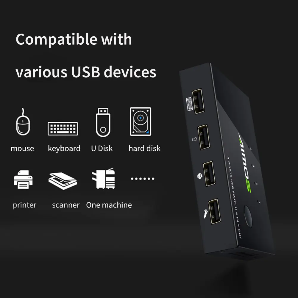 

USB KVM Switcher AIMOS AM-404K 4 PC Sharing Printer Keyboard Mouse 4K KVM Switcher Monitor HDMI-Compatible Splitter Box Video