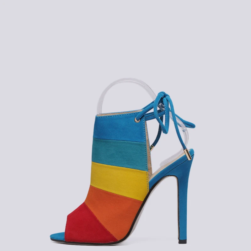 2022 New Trend Women's Shoes Pumps Heeled Shoes High-heeled Rainbow Color Mixed With Fish Mouth Sandals Colors Pumps Size 40