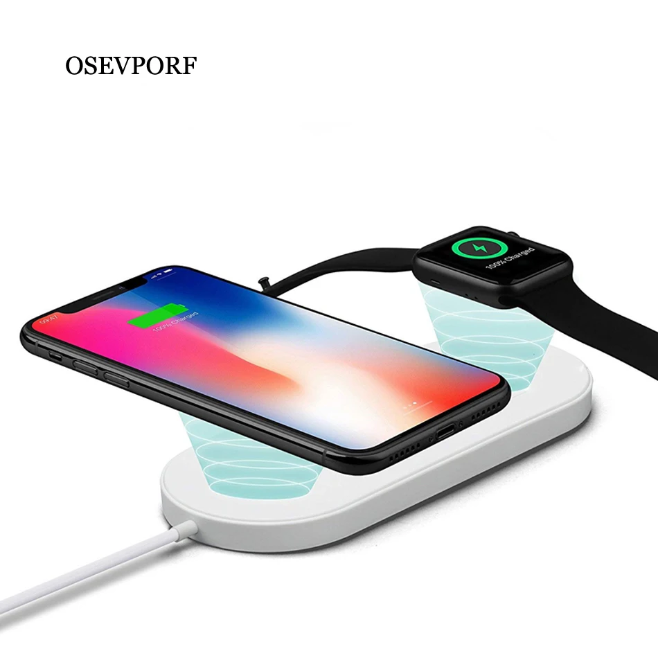 2 в 1 Qi Беспроводное зарядное устройство для Apple Watch 4 3 2 1 быстрая Беспроводная зарядная панель для iPhone Xs Max X 7 8 11 samsung S10