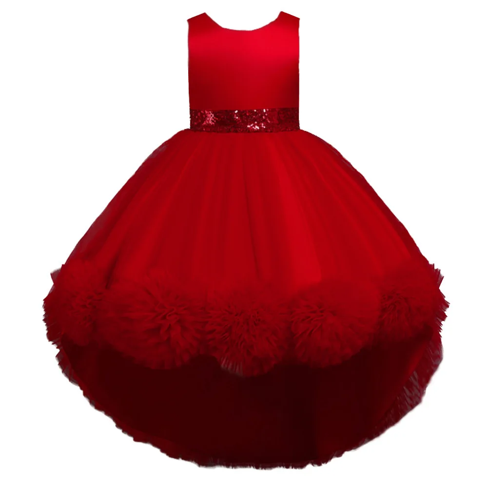 

European and American children's dress princess dress gauze flower fluffy dress sleeveless tail piano performance dress
